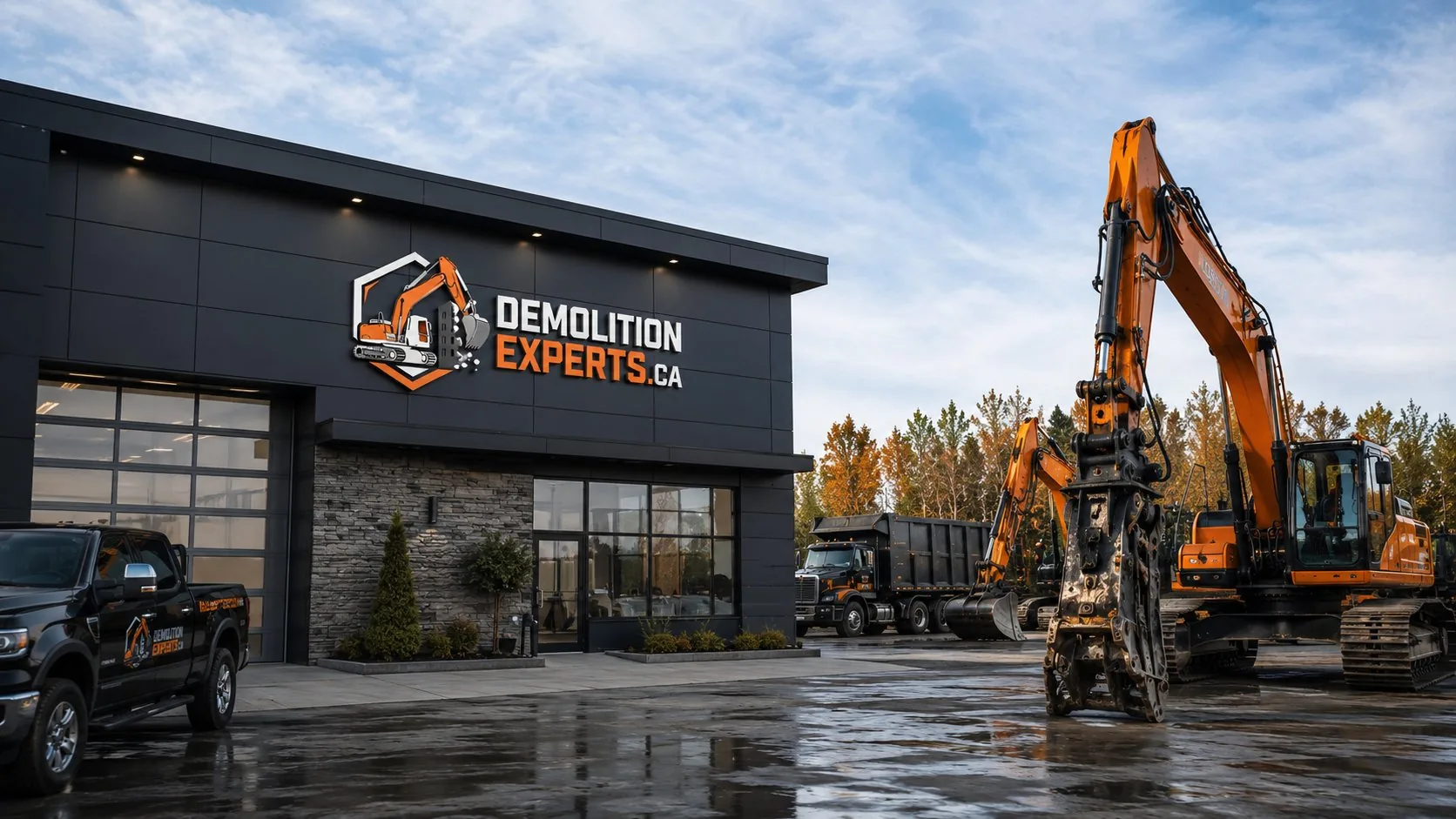 Atelier et flotte d'une entreprise de démolition